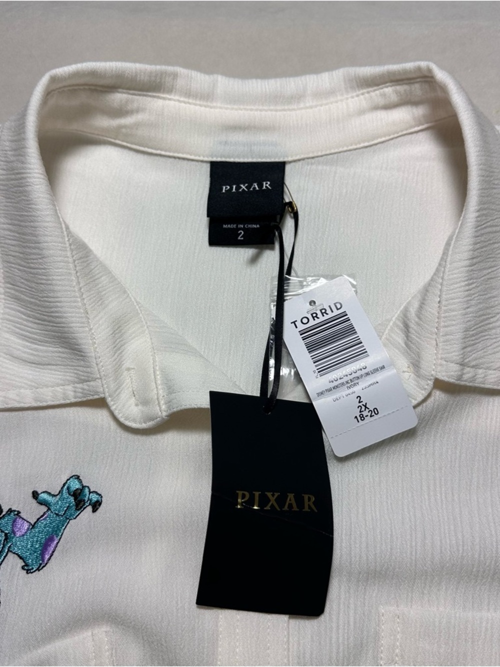 Disney Pixar Monsters Inc Button Down Shirt NWT Torrid Size 18-20 Embroidered - Picture 2 of 16